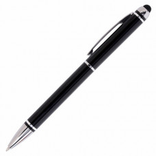 Ручка-стилус SONNEN для смартфонов/планшетов, СИНЯЯ, корпус черный, серебристые детали, линия письма 1 мм